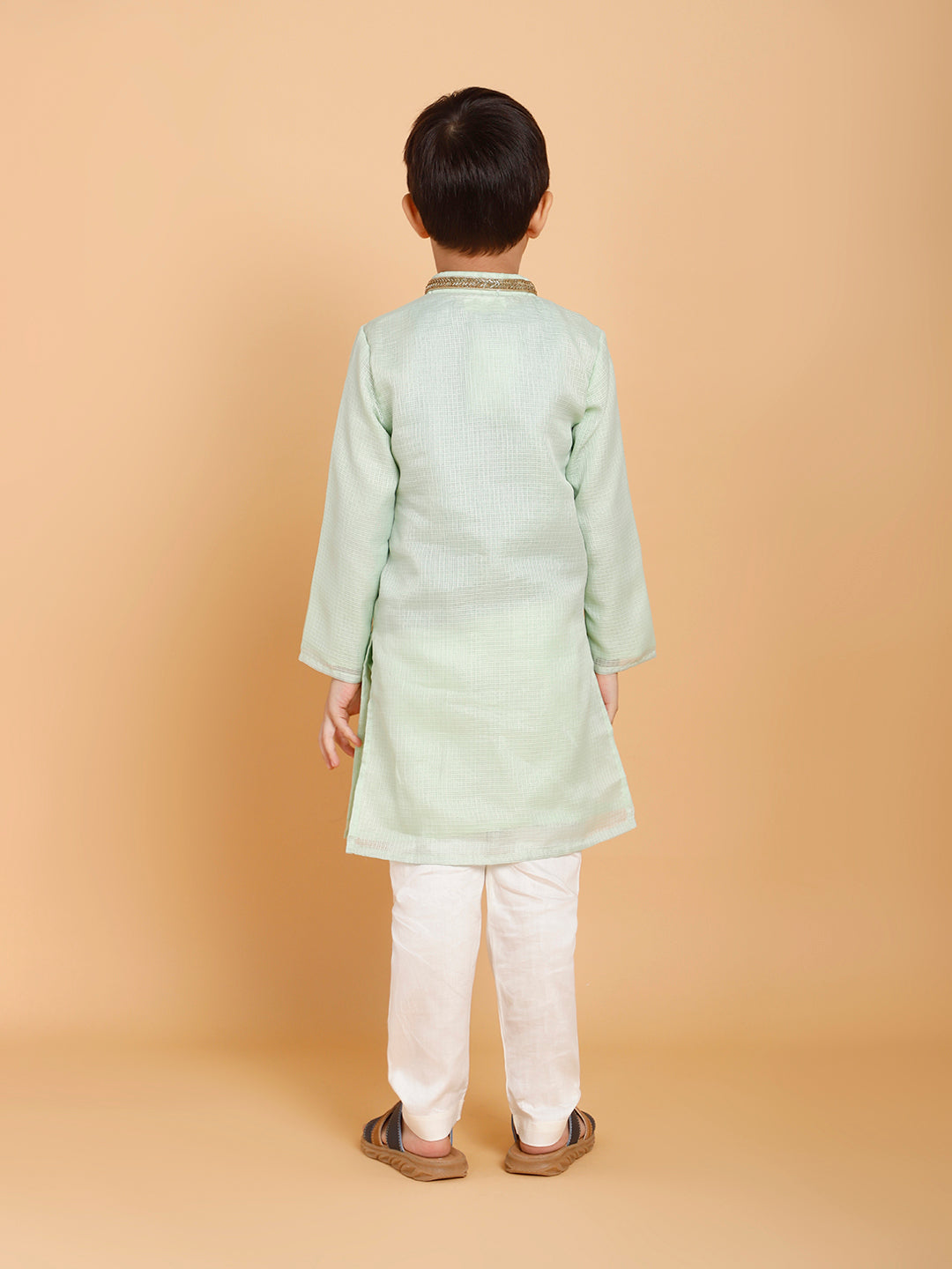 Green Kurta with Lace and Pyjama (Set of 2)
