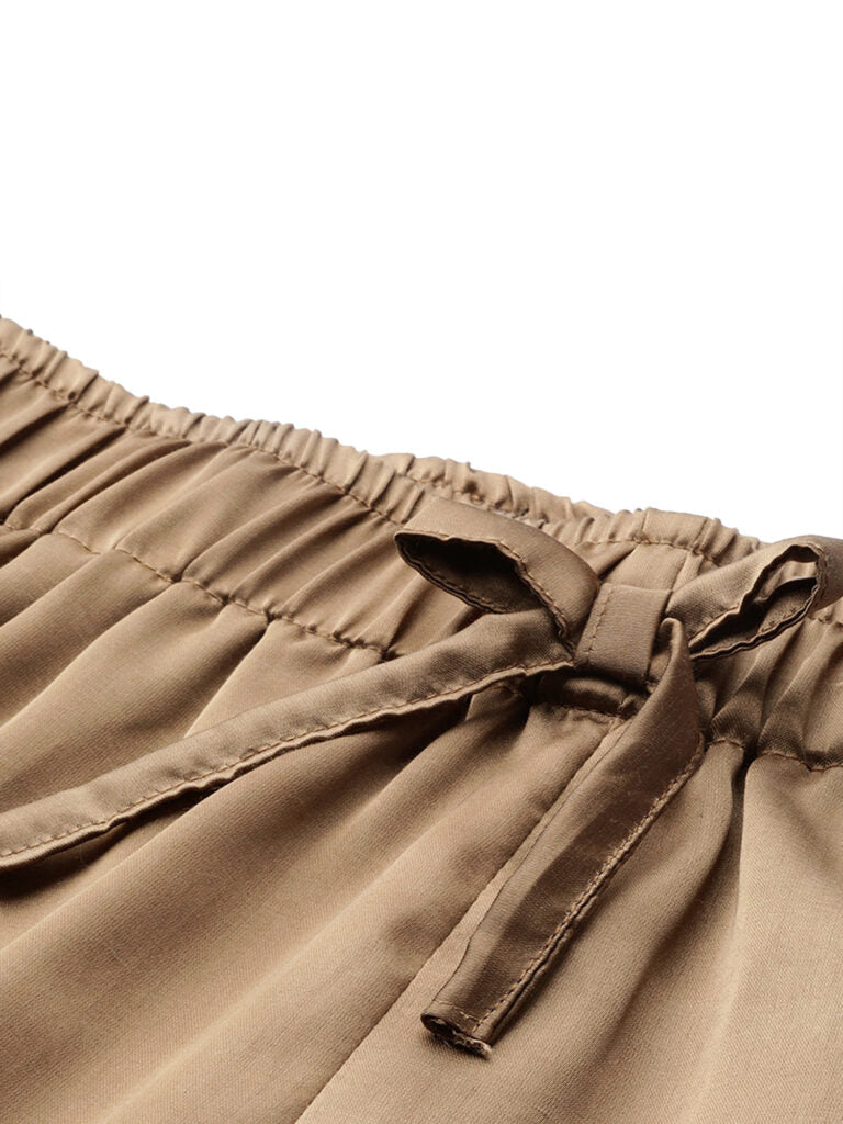 Women Golden Satin Finish Solid Night Suit with Eye Mask