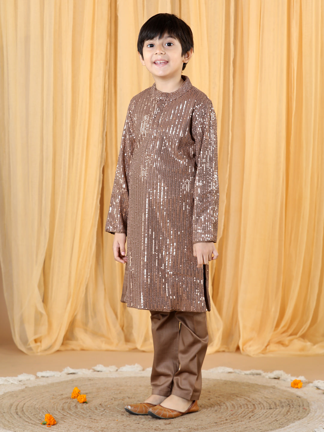 Piccolo Boy's Copper sequence Kurta and pyjama set