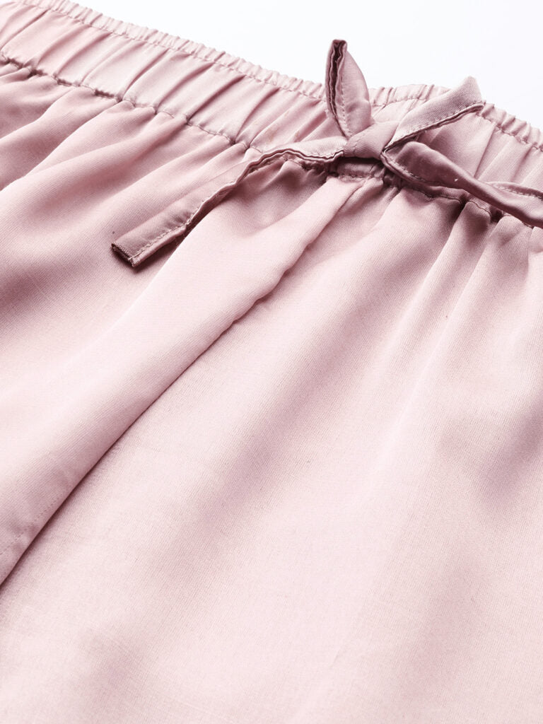 Pink Satin Night Suit With Eye mask