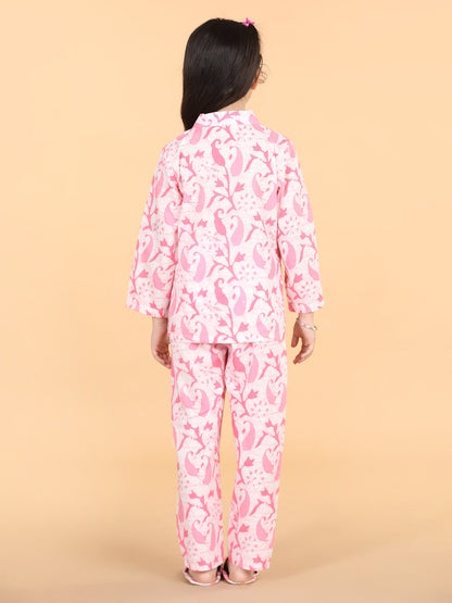 Girls Pure Cotton Floral Night Suit