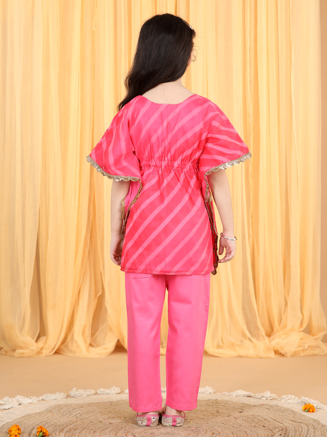 Girls Printed Kaftan Kurta with Trousers