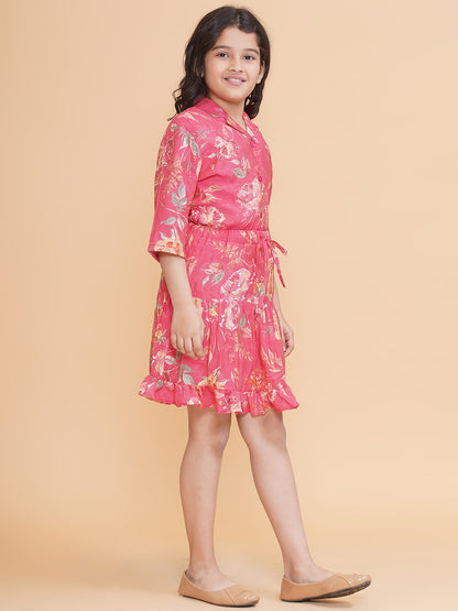 Girls Floral Pink Skirt and Shirt Co-Ord Set