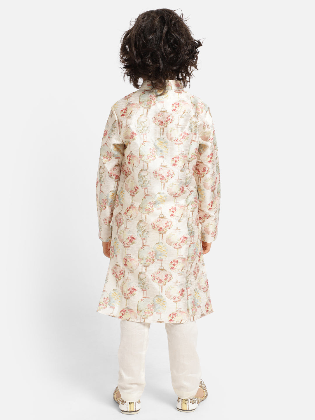 Piccolo Flower Print Kurta With Pajama - White