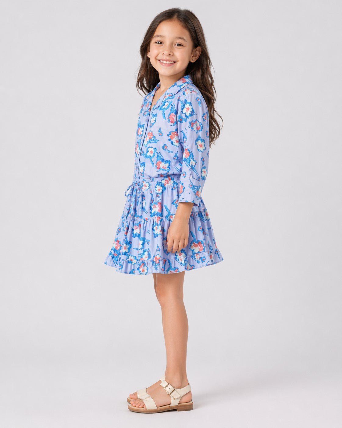 Girls Floral Co-ord Skirt & Shirt Set
