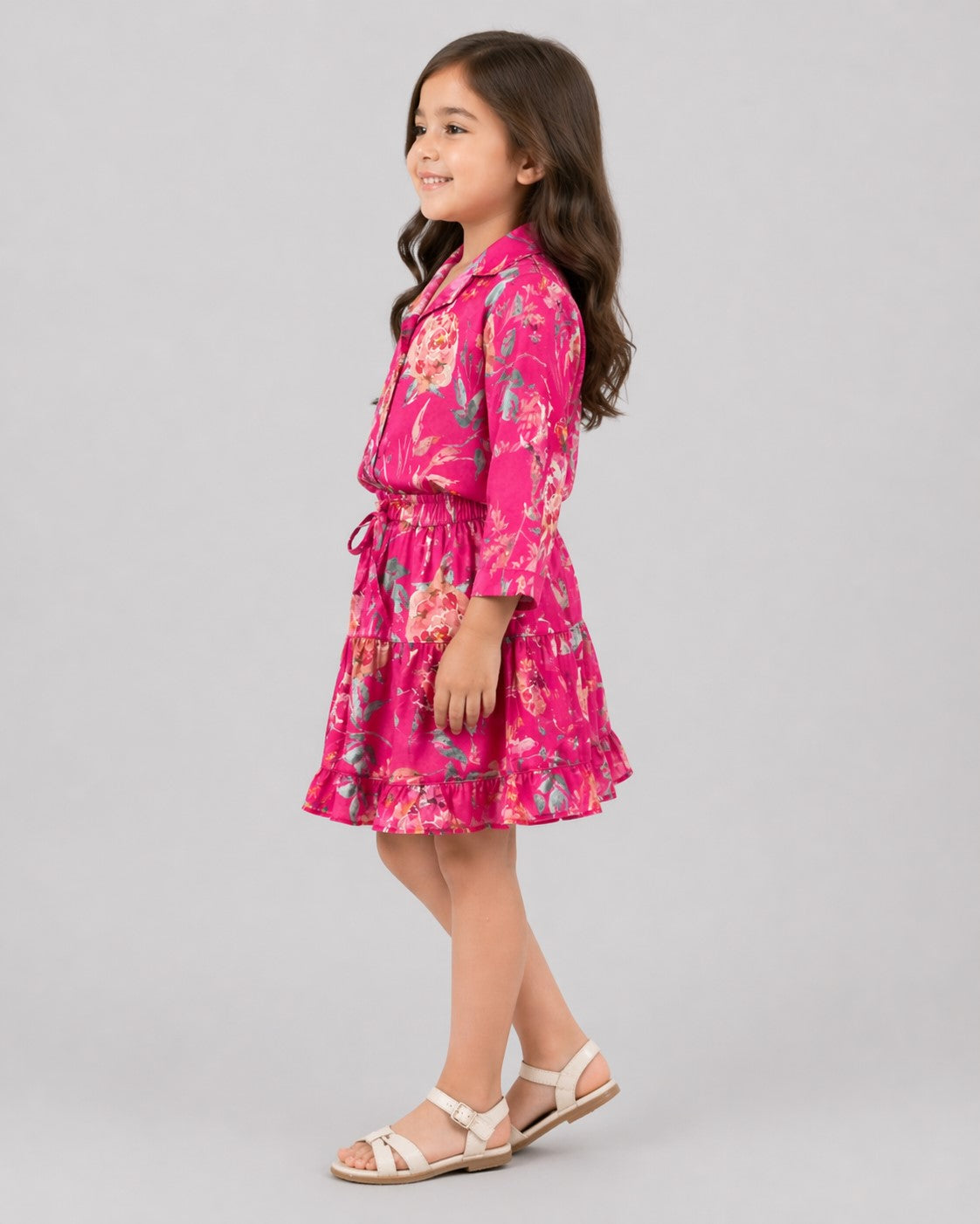 Girls Floral Pink Skirt and Shirt Co-Ord Set