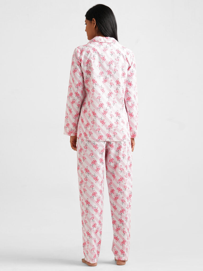 Women Pink Printed Night suit