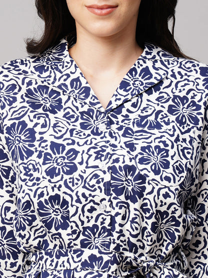 Women 2 Pieces Floral Printed Pure Cotton Night Suit