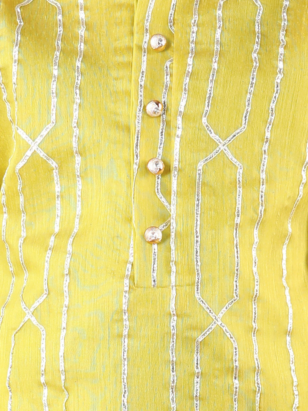 Piccolo Boy's Yellow Gota Lining Kurta Pyjama Set