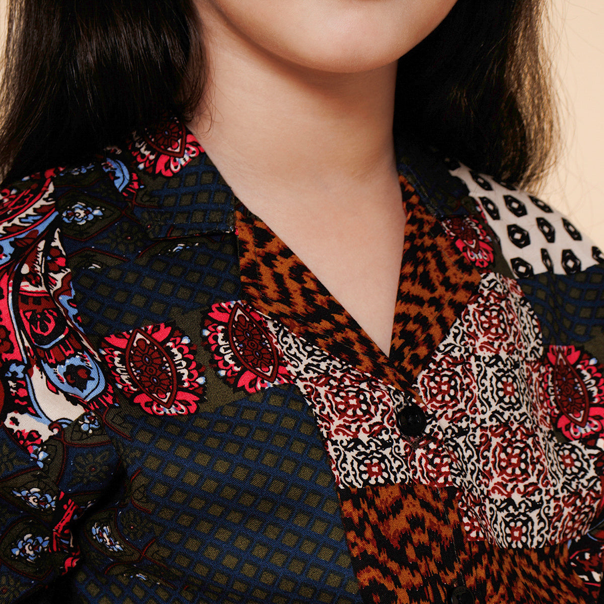 Patch Print Skirt and Shirt
