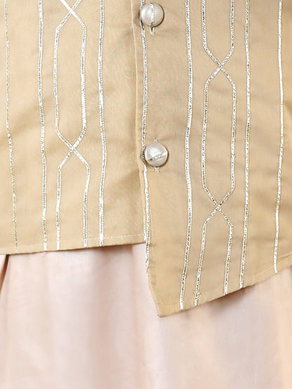 Piccolo Boy's Cream Kurta Pyjama with Gota Lining Jacket