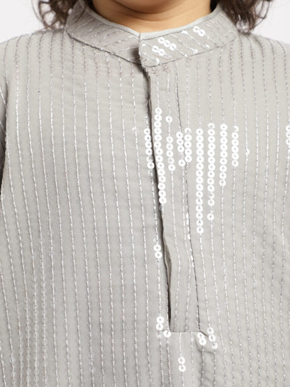 Grey Siquin Kurta Pyjama Set