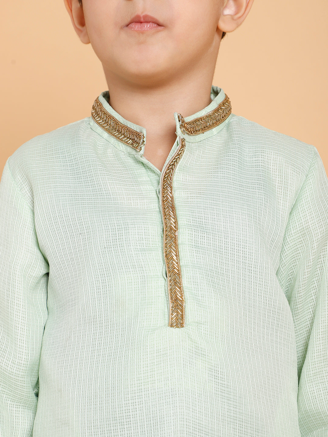 Green Kurta with Lace and Pyjama (Set of 2)