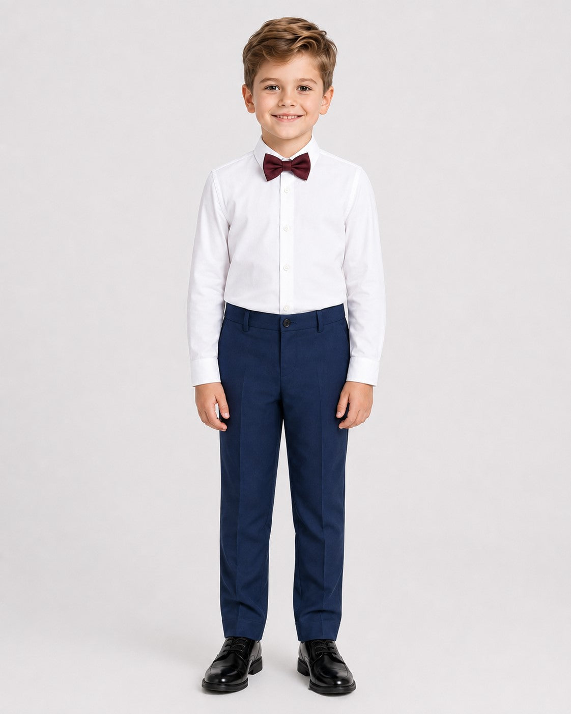 Piccolo-Boys Five-Piece Single-Breasted  Party Wear Blazer Suit Set with Bow & Pocket Square- Blue