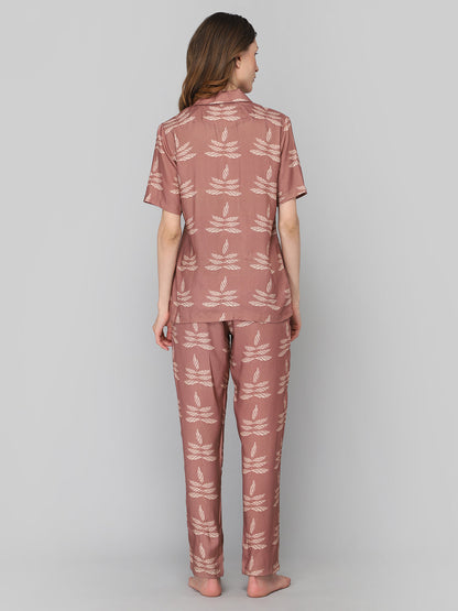 DRAPE IN VOGUE Women Brown Printed Night suit