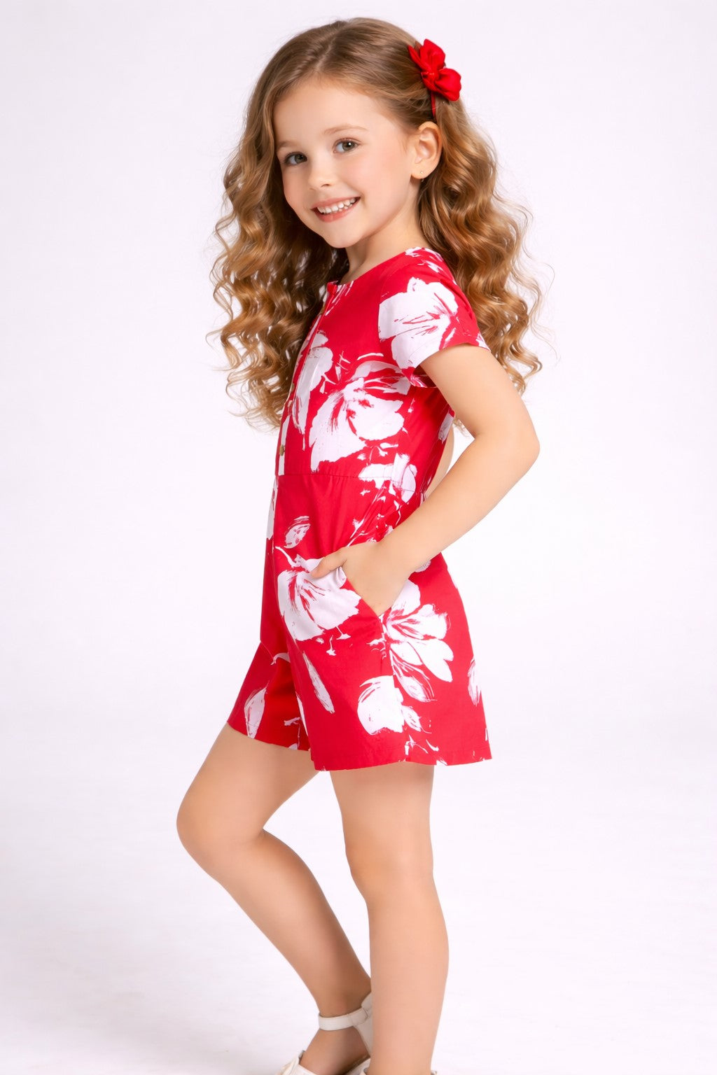 PICCOLO Floral Printed Playsuit-Red