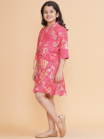 Girls Floral Pink Skirt and Shirt Co-Ord Set