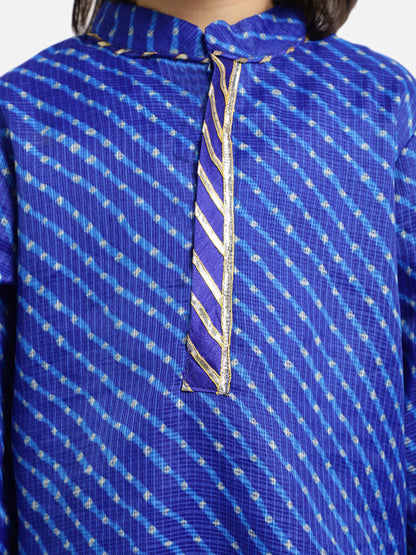 Royal Blue Printed Full Sleeve Kurta Pyjama Set