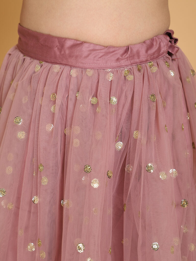 Piccolo - Mauve Net Choli With Lehenga - Mauve