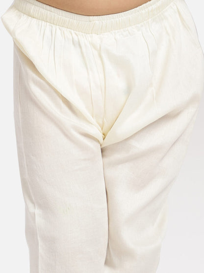 Brown Floral  Kurta And White Payjama Set