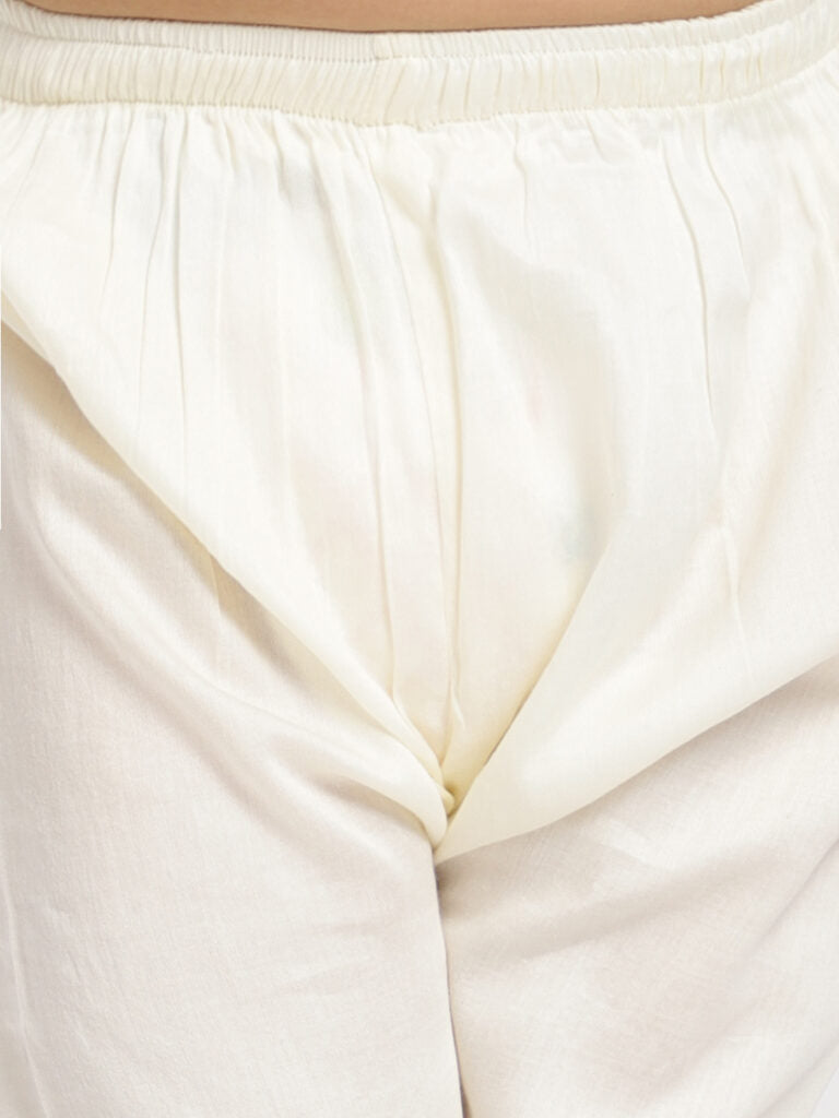 Red Bias Checks Print Kurta With White Payjama Set