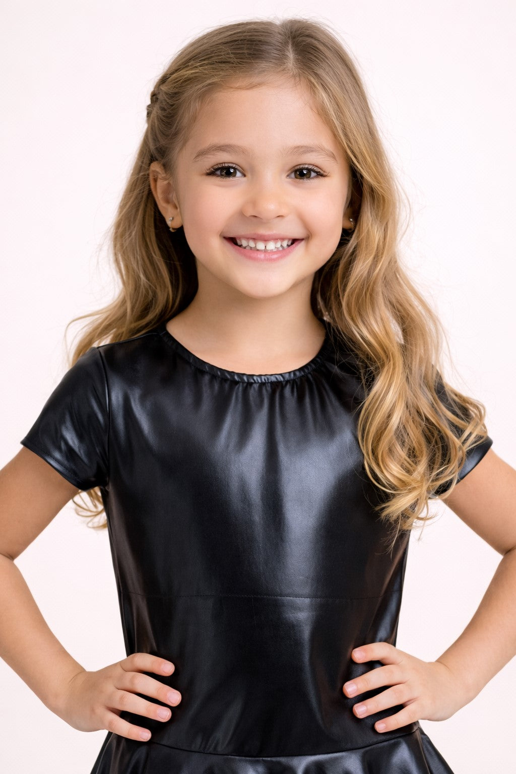 Faux Leather Layered Aysmmetric Dress