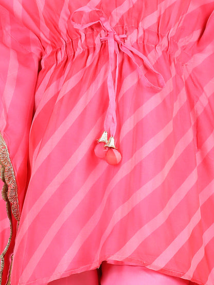 Girls Printed Kaftan Kurta with Trousers