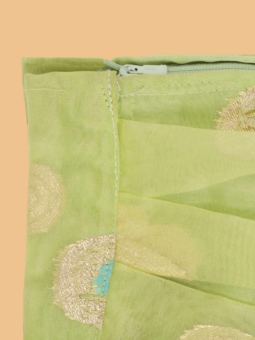 Girls Green &amp; Gold-Toned Ready To Wear Lehenga &amp; Blouse With Dupatta set