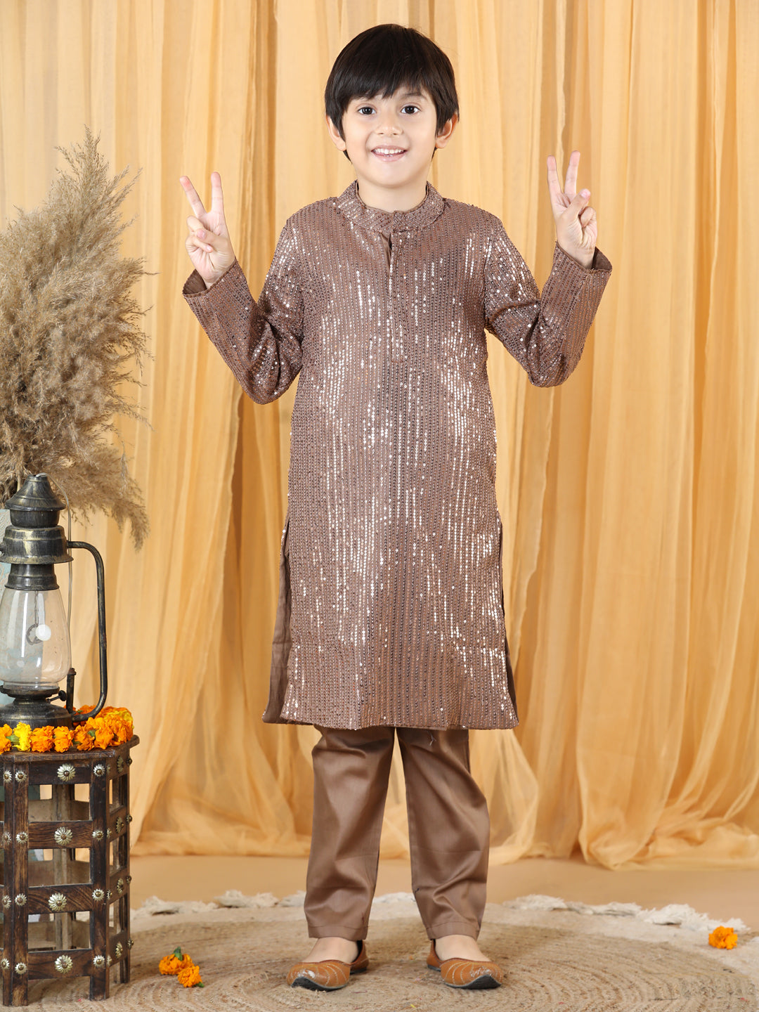 Piccolo Boy's Copper sequence Kurta and pyjama set