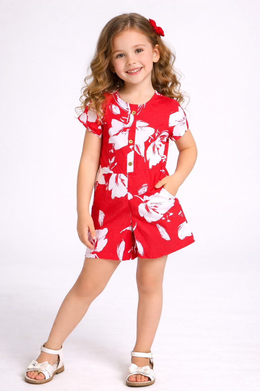 PICCOLO Floral Printed Playsuit-Red