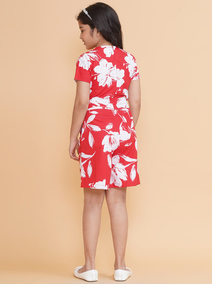 PICCOLO Floral Printed Playsuit-Red