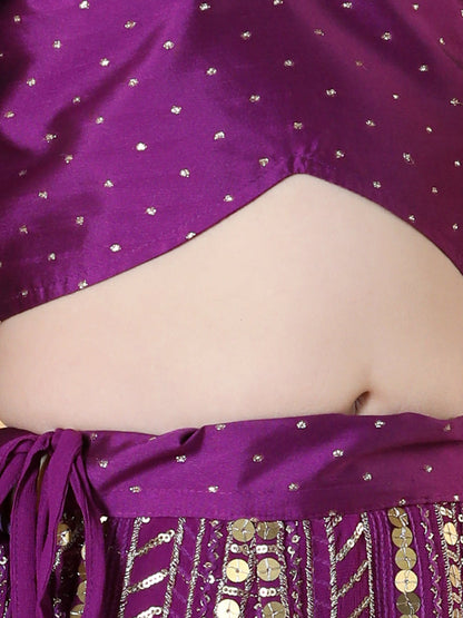 Girls Embellished Thread Work Ready to Wear Lehenga &amp; Blouse With Dupatta