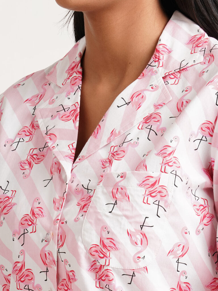 Women Pink Printed Night suit