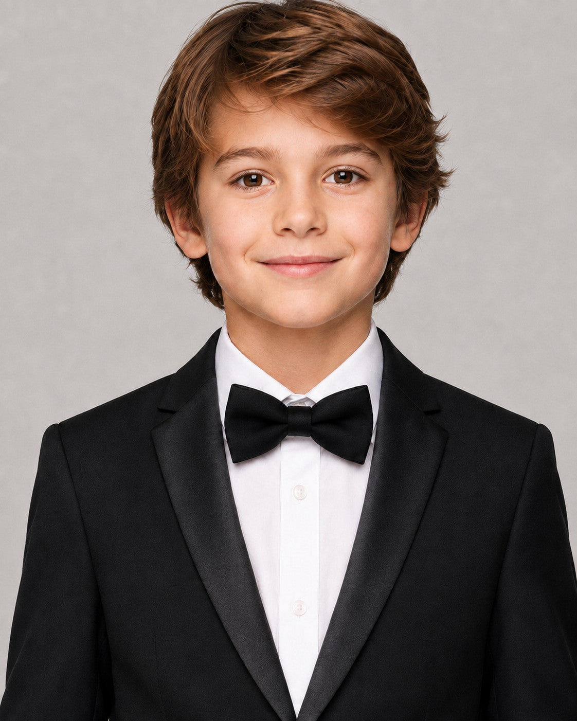Piccolo-Boys Classic Solid 3 Piece Party Wear Tuxedo Blazer Suit Set with Bow Tie-Black