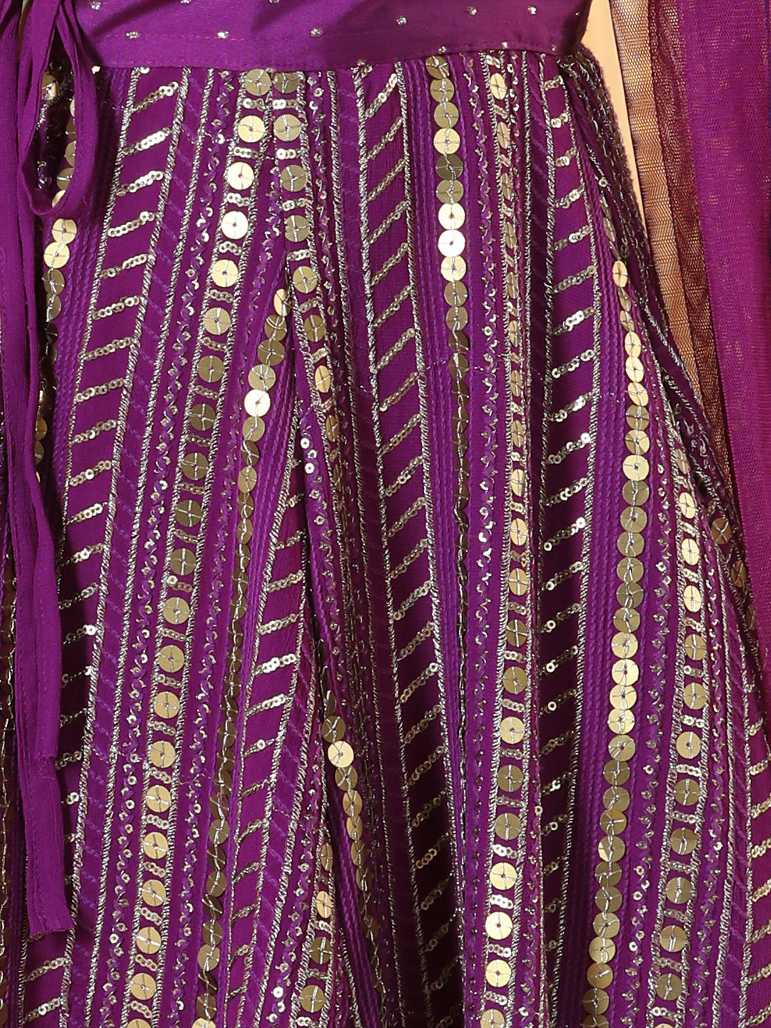 Girls Embellished Thread Work Ready to Wear Lehenga &amp; Blouse With Dupatta