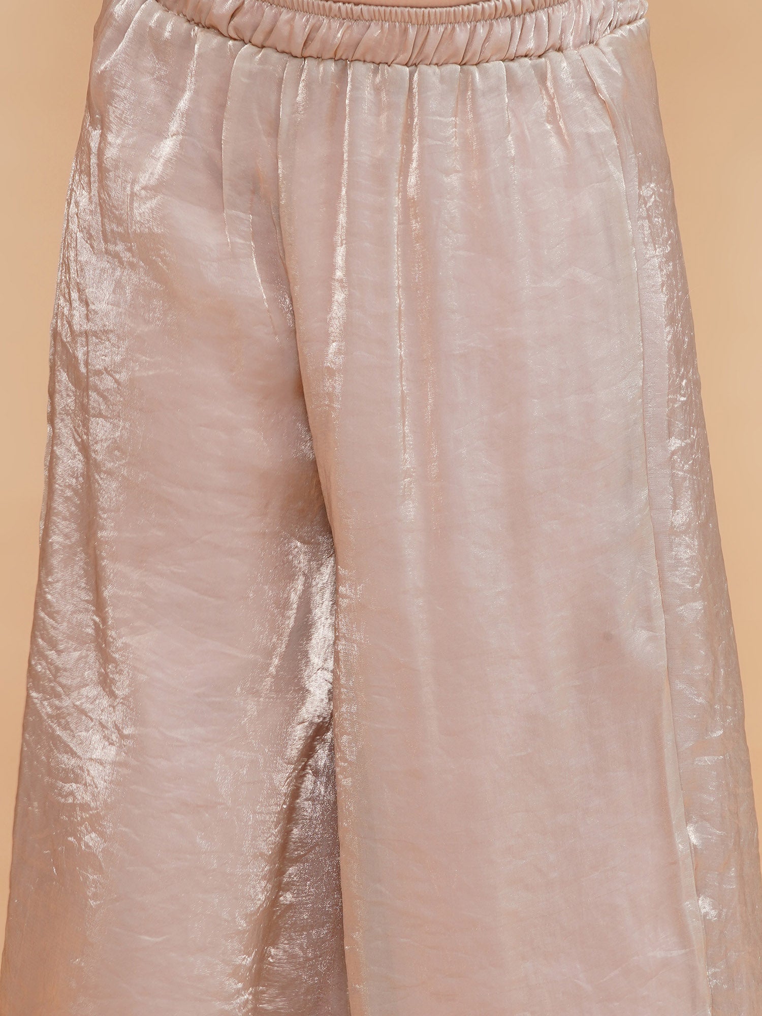 Piccolo Tissue Silk Mirror Work Kurta & Palazzo Set-Beige