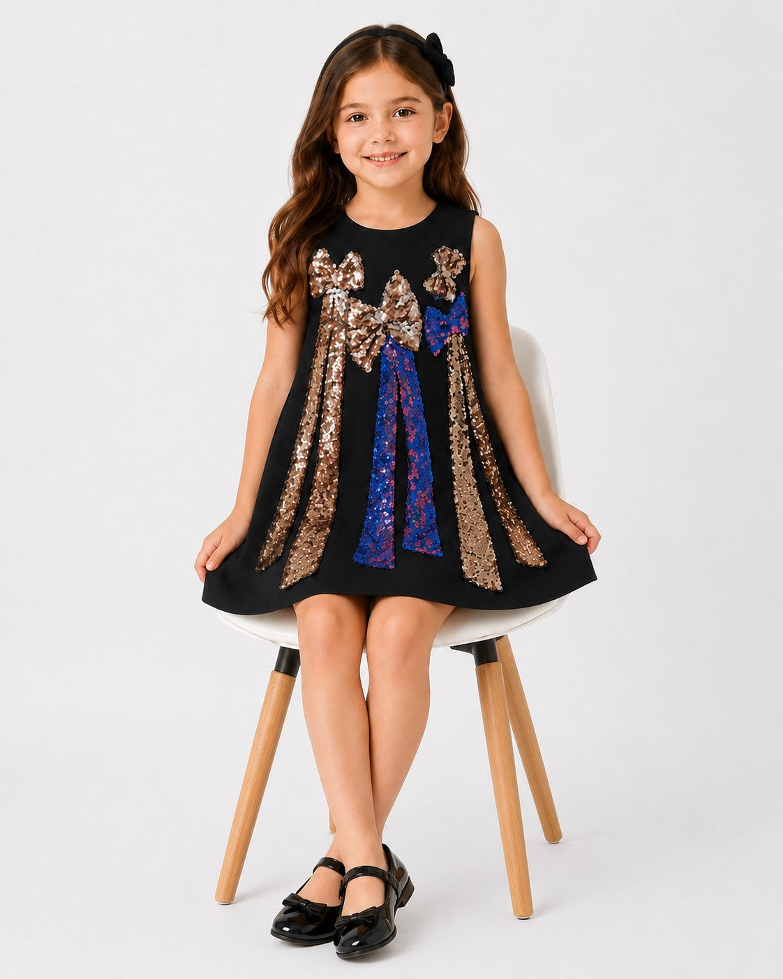 Piccolo Girls Multi Sequin Bow Party Wear Dress