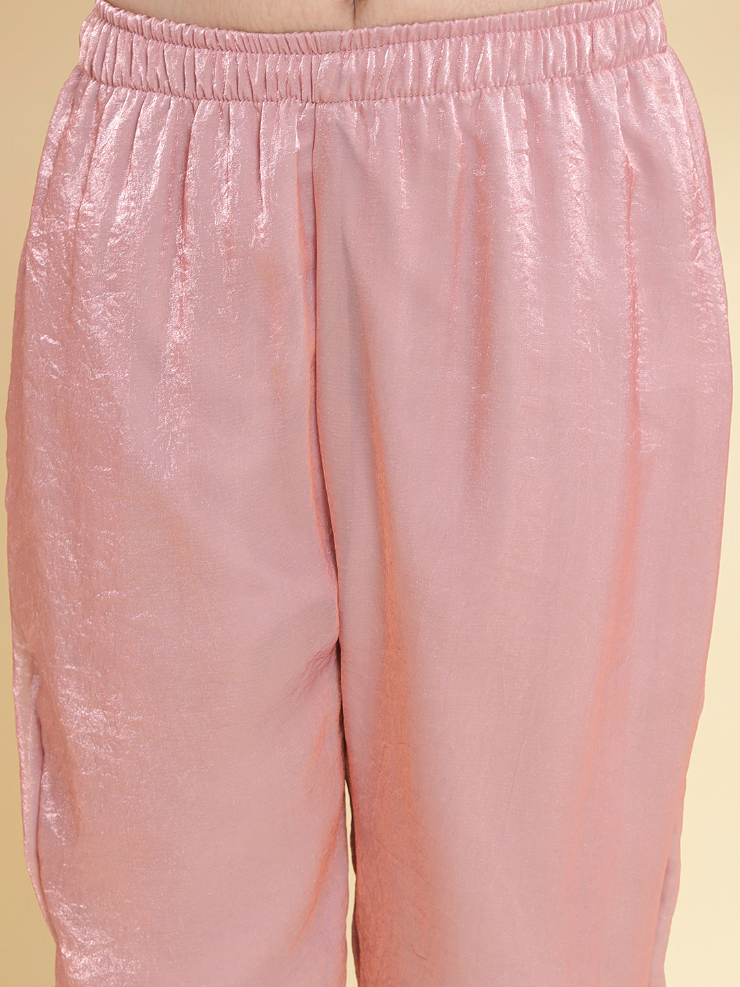 PICCOLO Tisue Silk Embroidered Kurta With Pant-Peach