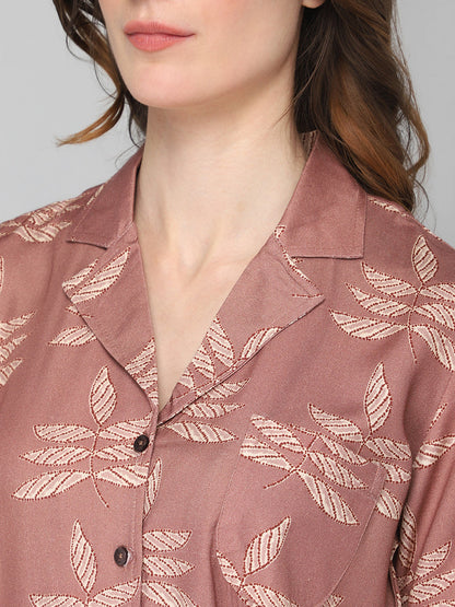 DRAPE IN VOGUE Women Brown Printed Night suit