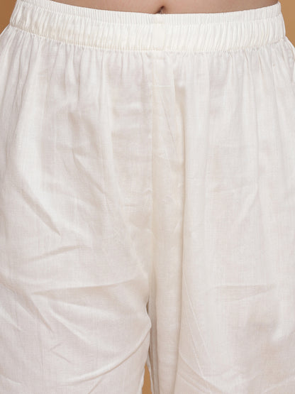 Girls Pink Sequinned Floral A Line Kurta And Pants Set With Dupatta