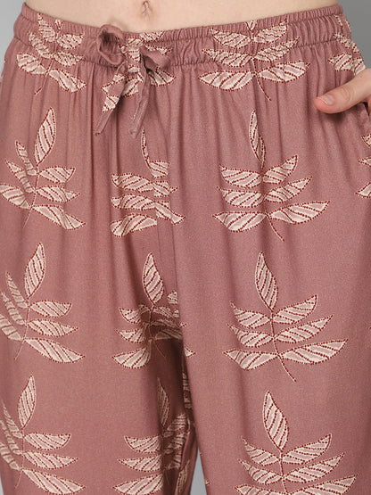 DRAPE IN VOGUE Women Brown Printed Night suit