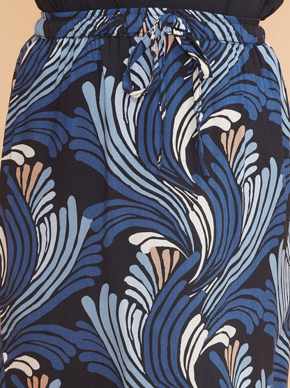 Girls Abstract Printed Skirt with Side Slits and Tank Top Set