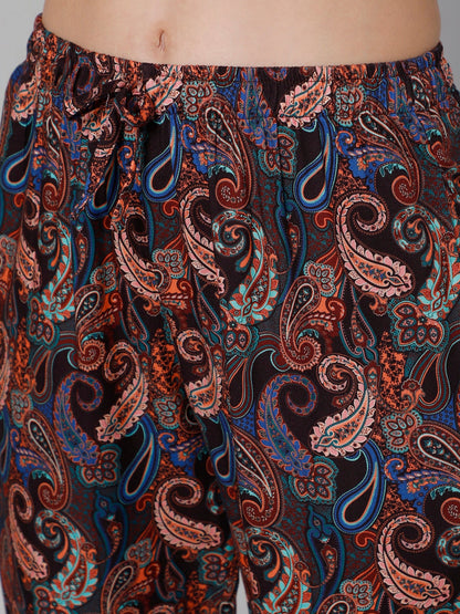 Women Black &amp; Blue Printed Night suit