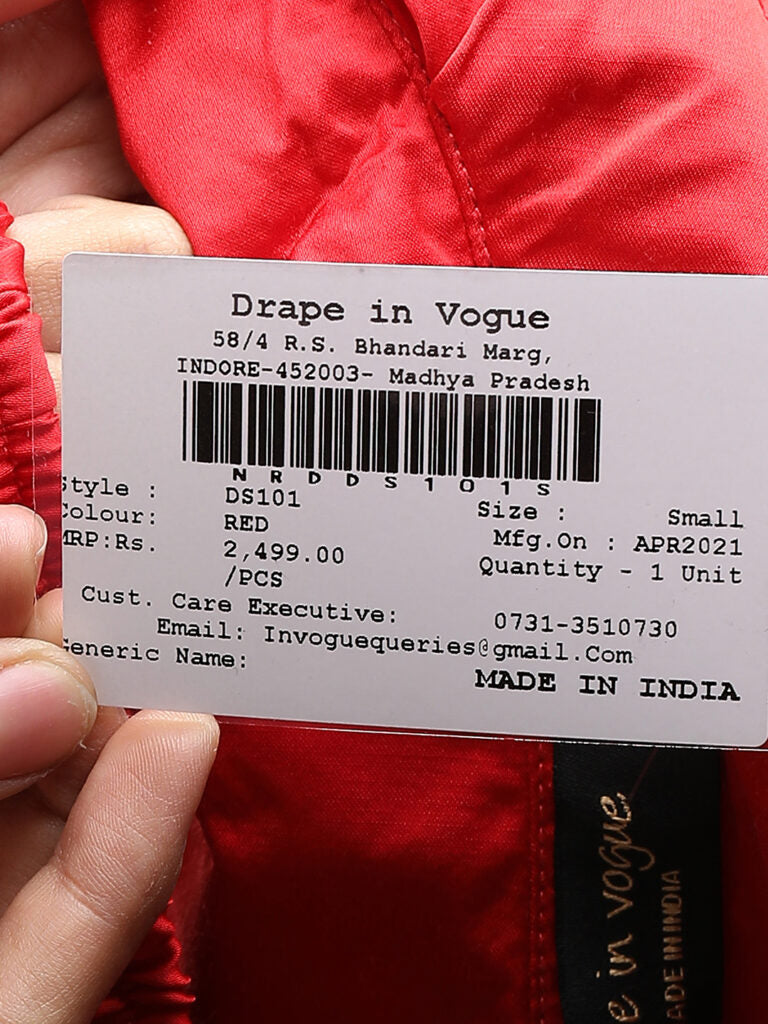 Drape In Vogue Red Satin Night Suit