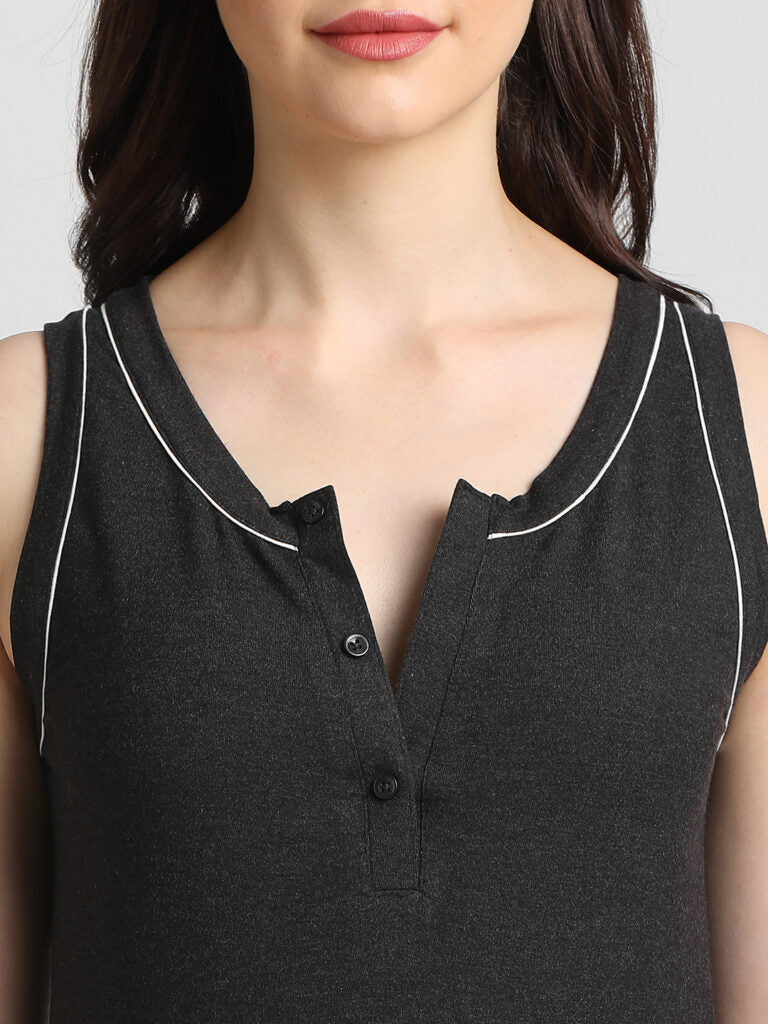 Drape In Vogue Grey Milange Night Suit