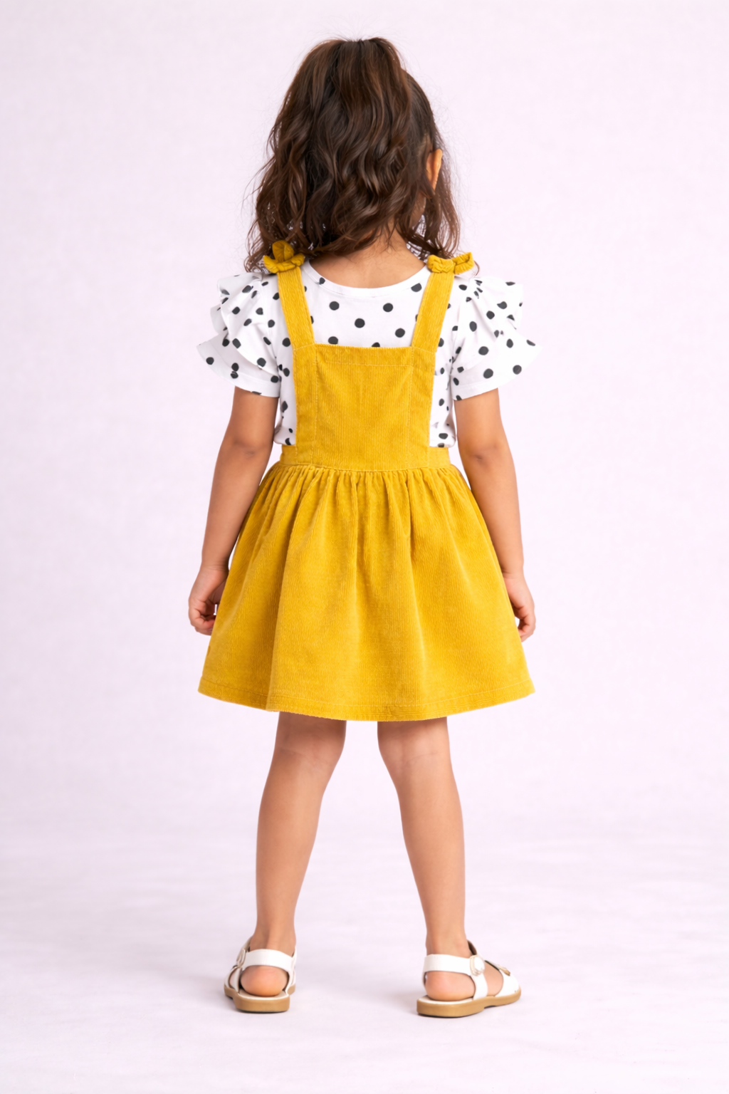 Polka Dot Printed Top with Pinafores - Multi