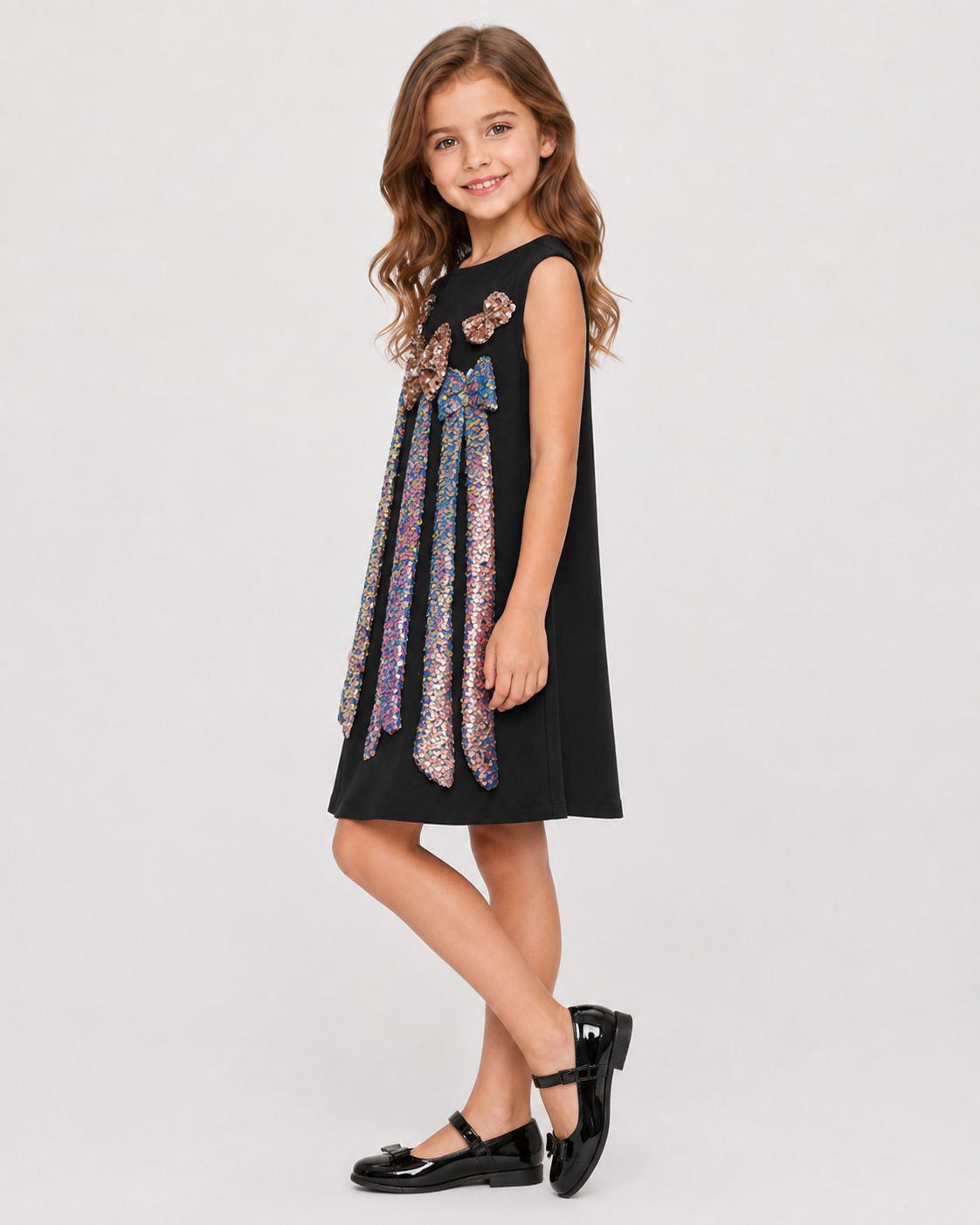 Piccolo Girls Multi Sequin Bow Party Wear Dress