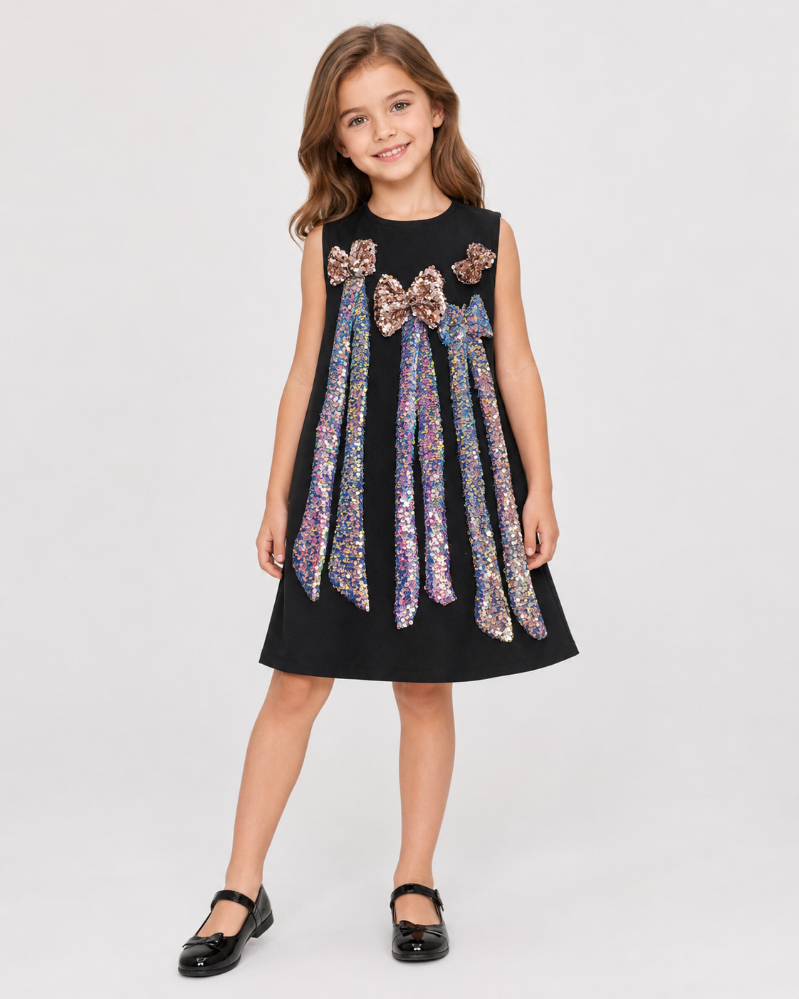 Piccolo Girls Multi Sequin Bow Party Wear Dress