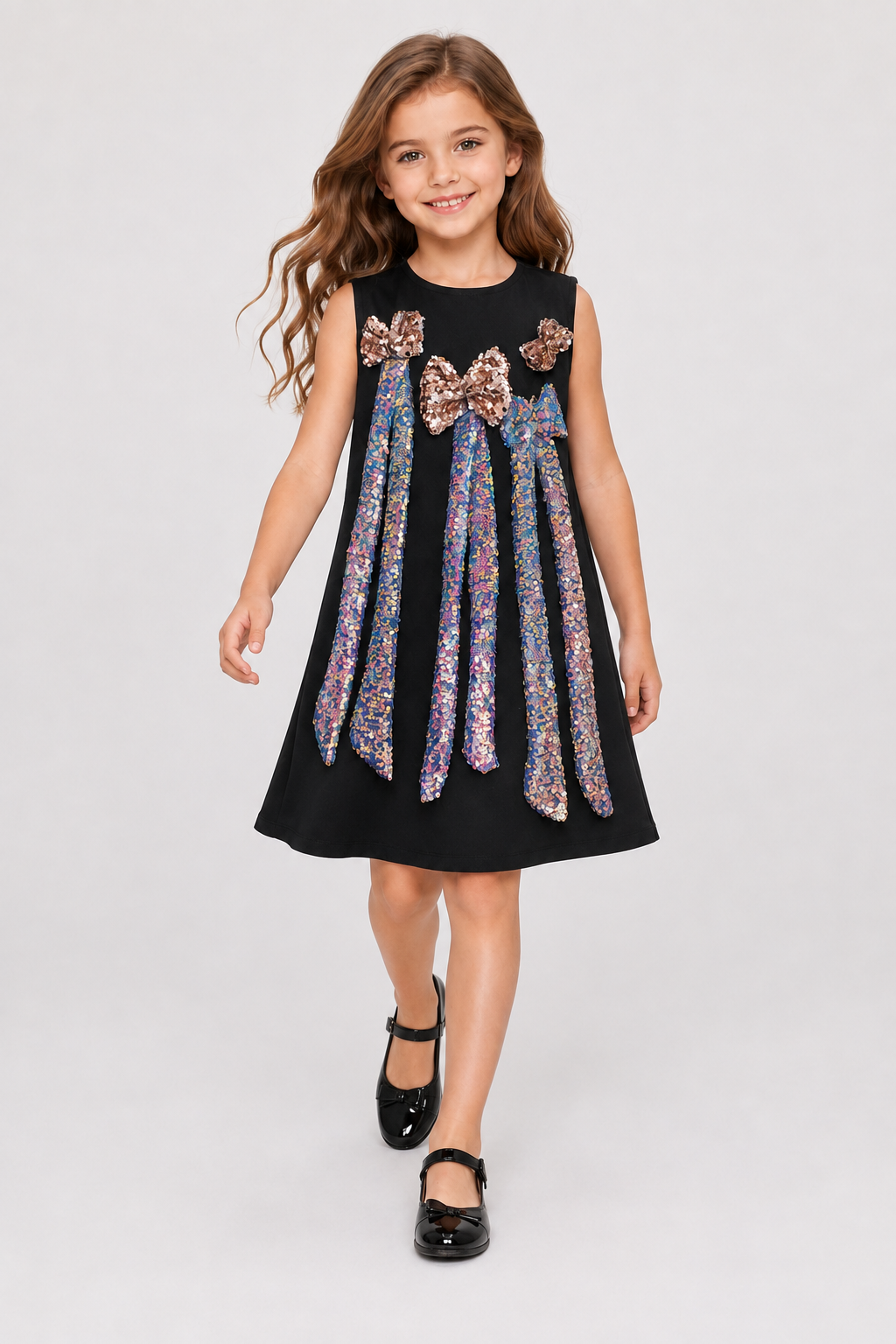Piccolo Girls Multi Sequin Bow Party Wear Dress