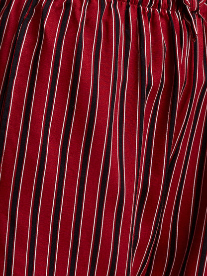 Women Red &amp; Black Striped Lounge Pants
